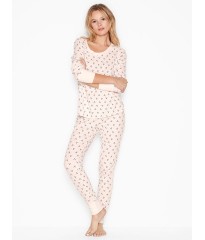 Піжама Victoria's Secret Thermal Long PJ Set White V Dot