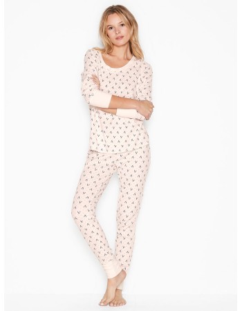 Піжама Victoria's Secret Thermal Long PJ Set White V Dot