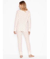 Піжама Victoria's Secret Thermal Long PJ Set White V Dot