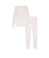 Піжама Victoria's Secret Thermal Long PJ Set White V Dot