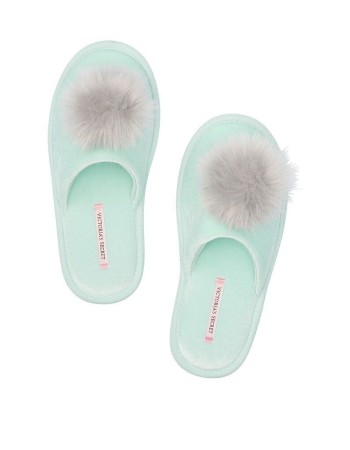 Домашні капці Victoria's Secret Slippers mint pom-pom