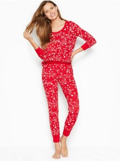 Піжама Victoria's Secret Thermal Long PJ Set Red Starry Sky