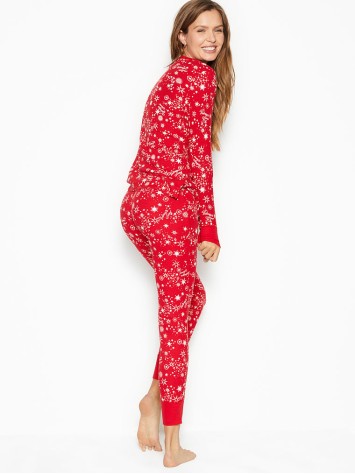 Піжама Victoria's Secret Thermal Long PJ Set Red Starry Sky