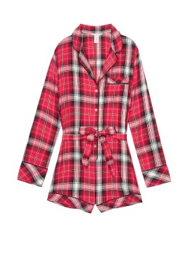 Фланелевый ромпер Victoria’s Secret RED Plaid PJ SET
