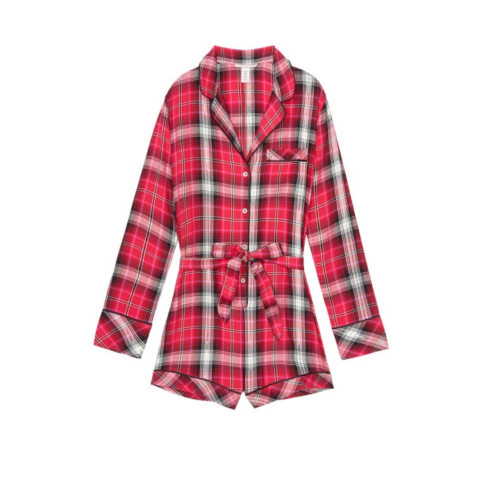 Фланелевий ромпер Victoria's Secret RED Plaid PJ SET