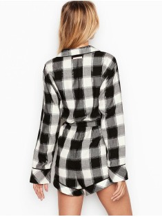 Фланелевий ромпер Victoria's Secret Black White Plaid PJ SET