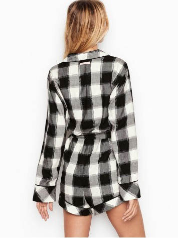 Фланелевий ромпер Victoria's Secret Black White Plaid PJ SET