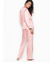 Піжама рожева Victoria's Secret Silk Long PJ Set Angel Pink