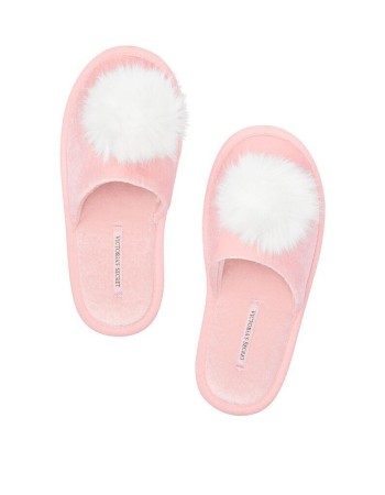 Домашние тапочки Victoria’s Secret Pink Slippers pom-pom