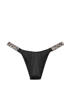 Трусики VS Jeweled Shine Strap Brazilian panty Black Leopard