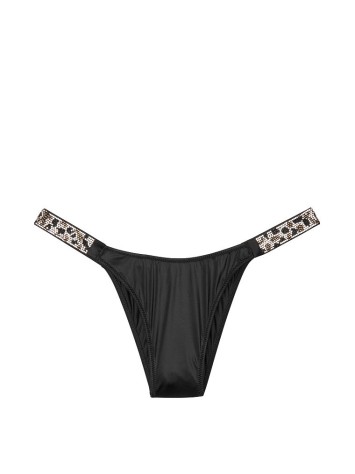 Трусики VS Jeweled Shine Strap Brazilian panty Black Leopard