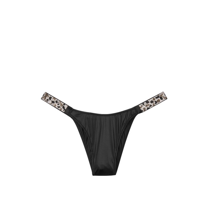 Трусики VS Jeweled Shine Strap Brazilian panty Black Leopard