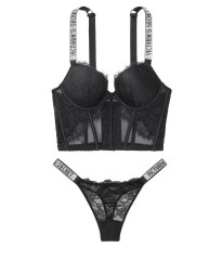 Комплект белья Victoria’s Secret Very Sexy Shine Strap Balconette Black Lace
