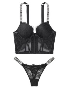 Комплект белья Victoria’s Secret Very Sexy Shine Strap Balconette Black Lace