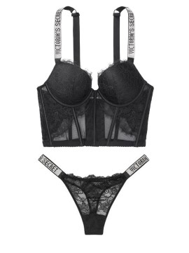 Комплект білизни Victoria's Secret Very Sexy Shine Strap Balconette Black Lace