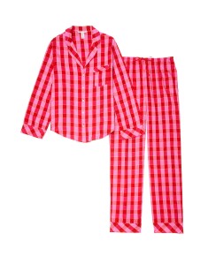 Піжама Victoria's Secret Shimmer Flannel Long PJ Set Red/Pink Plaid