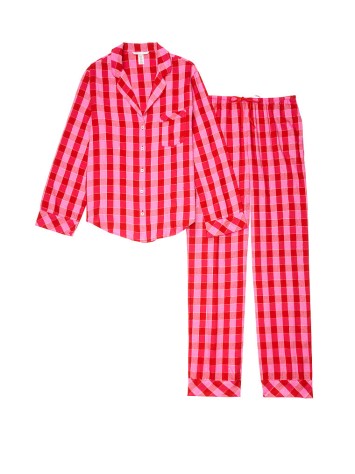 Піжама Victoria's Secret Shimmer Flannel Long PJ Set Red/Pink Plaid