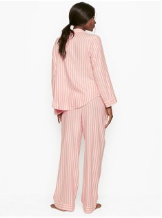 Піжама рожева в смужку Victoria's Secret Shimmer Flannel Long PJ Set Pink Stripe