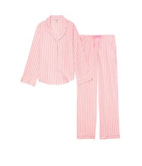 Піжама рожева в смужку Victoria's Secret Shimmer Flannel Long PJ Set Pink Stripe