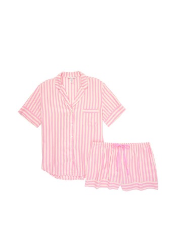 Піжама Victoria's Secret Shimmer Flannel Short PJ Set Pink Stripe