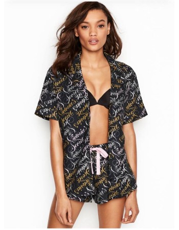 Піжама Victoria's Secret Cotton Short PJ Set logo VS