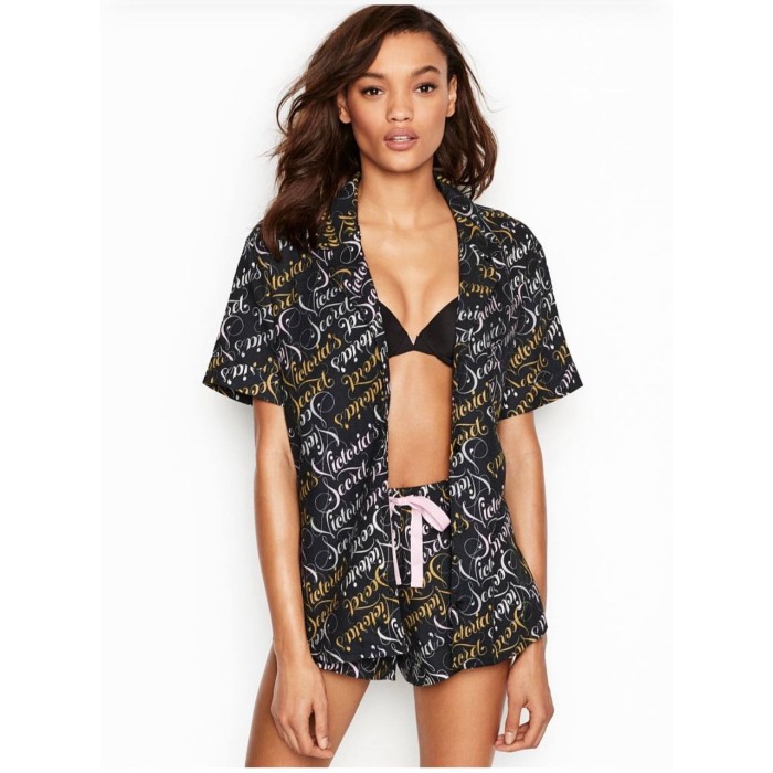 Піжама Victoria's Secret Cotton Short PJ Set logo VS