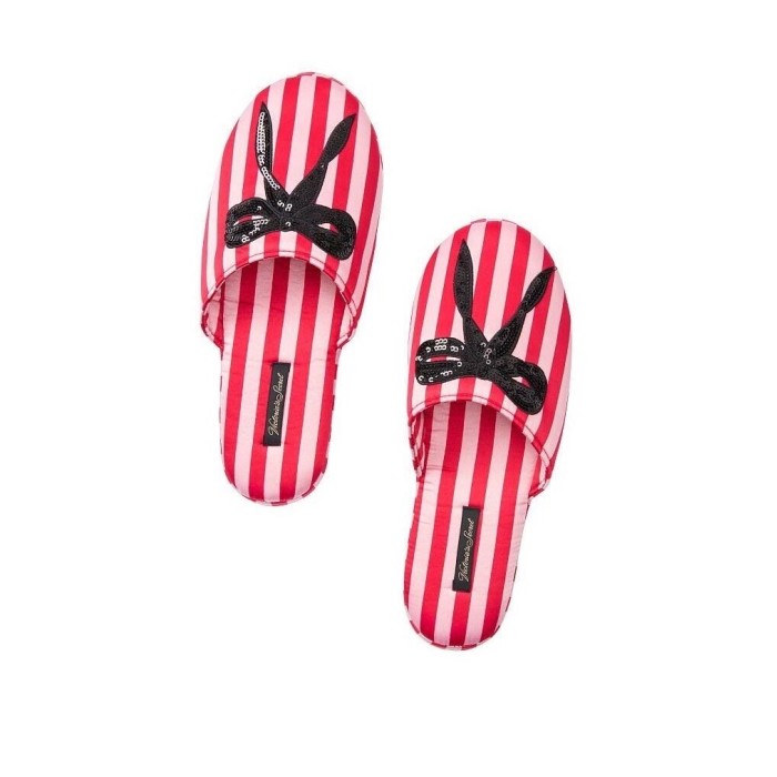 Домашні капці VS Signature Satin Slipper у смужку з бантиком