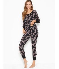 Піжама Victoria's Secret Thermal Long PJ Set Pink/Black Bows