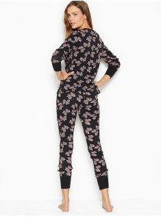 Піжама Victoria's Secret Thermal Long PJ Set Pink/Black Bows