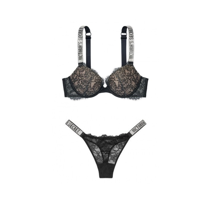 Комплект білизни Victoria's Secret Very Sexy Black Lace push-up Bra