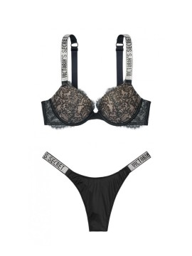 Комплект білизни Victoria's Secret Very Sexy Shine Strap Black Lace push-up bra