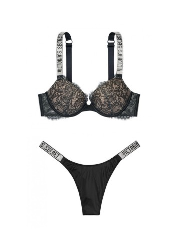 Комплект білизни Victoria's Secret Very Sexy Shine Strap Black Lace push-up bra