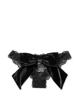 Tрусики DREAM ANGELS Lace & Velvet Bow Ouvert  Black Cheekini Panty