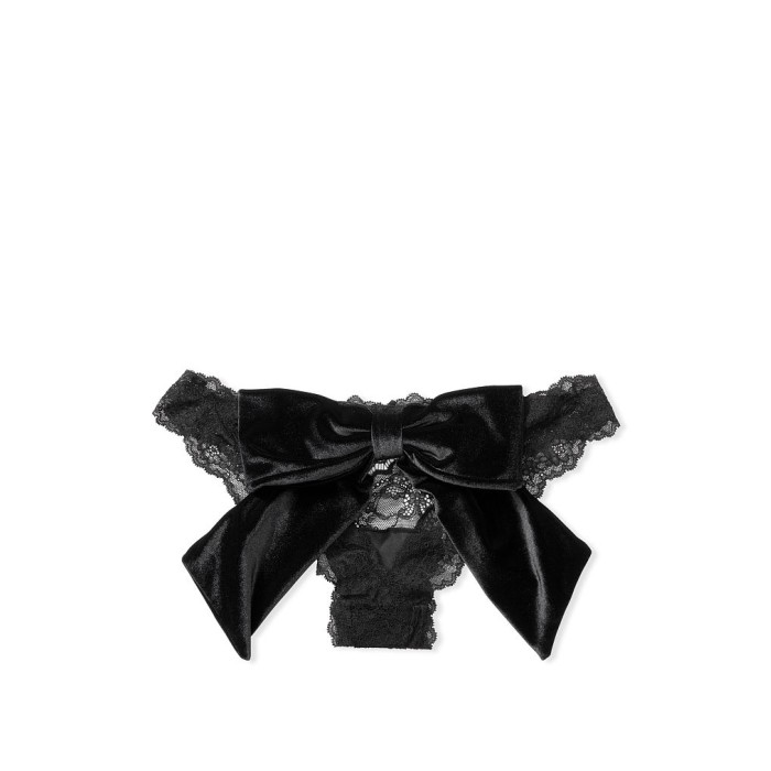 Tрусики DREAM ANGELS Lace & Velvet Bow Ouvert  Black Cheekini Panty
