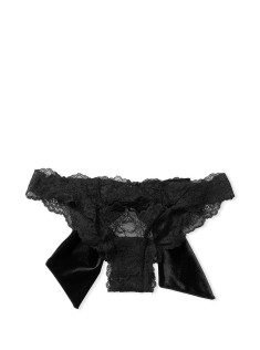 Трусики DREAM ANGELS Lace & Velvet Bow Ouvert Black Cheekini Panty