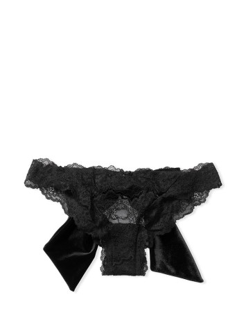 Трусики DREAM ANGELS Lace & Velvet Bow Ouvert Black Cheekini Panty