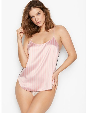 Сатинова піжама Victoria&#39;s Secret The Satin PJ Set Cami &amp; Satin Long Pant Pink Stripe