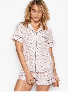 Піжама Victoria's Secret Cotton Short PJ Set Pink Mini Dot