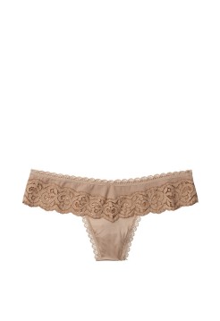 Трусики стрінги Body By Victoria's Secret Beige Thong Panty