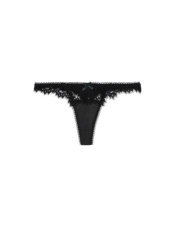 Трусики LOVE & LEMONS For Victoria's Secret Luxe Lingerie Black Faye Lace Thong Panty