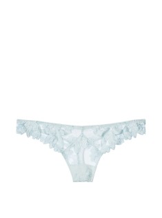 Трусики Victoria's Secret Luxe Lingerie Embroidered Thong Panty Sky blue