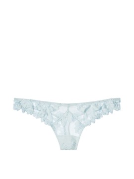 Трусики Victoria's Secret Luxe Lingerie Embroidered Thong Panty Sky blue