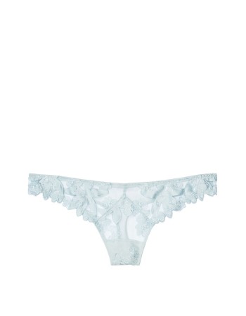 Трусики Victoria's Secret Luxe Lingerie Embroidered Thong Panty Sky blue