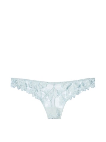 Трусики Victoria's Secret Luxe Lingerie Embroidered Thong Panty Sky blue