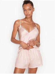 Сатинова піжама Victoria's Secret Satin Cami Set Pink Leopard