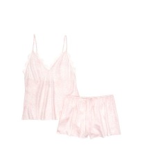 Сатинова піжама Victoria's Secret Satin Cami Set Pink Leopard