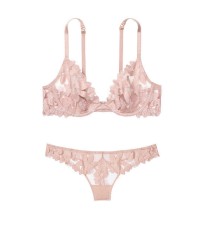 Комплект белья VS Floral Embroidered Luxe Lingerie Thong Panty S & Bra