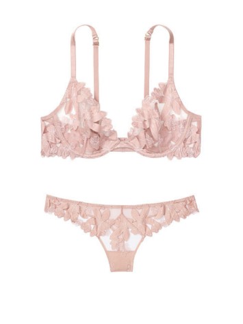 Комплект білизни VS Floral Embroidered Luxe Lingerie Thong Panty S&amp;Bra