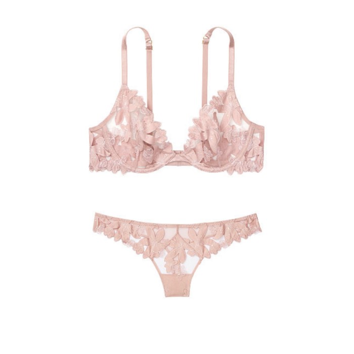 Комплект білизни VS Floral Embroidered Luxe Lingerie Thong Panty S&amp;Bra