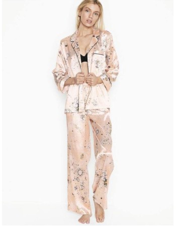 Сатиновая Пижама нежно-розовая с волшебным принтом от Виктория Сикрет